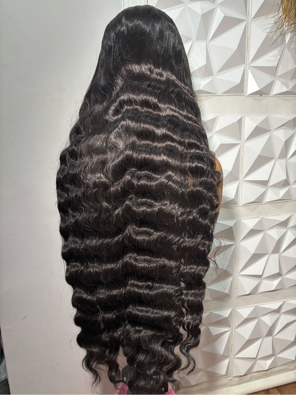DeNob 32-Inch Deep Wave 5x5 Lace Closure Wig, Black Heat-Safe Hair Blend